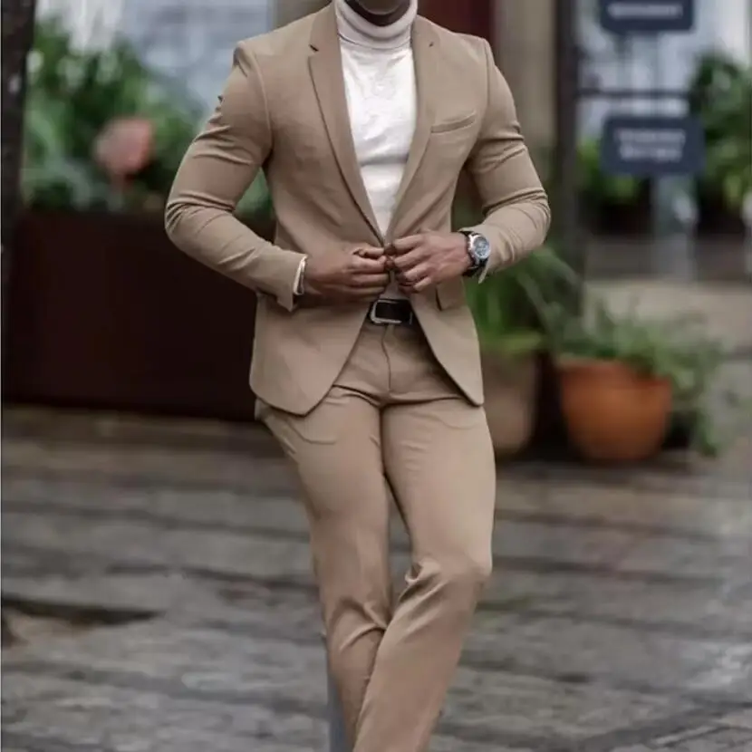 

New Arrival Wedding Male Suit Notched Lapel Slim Fit Business Suits for Men 2 Piece(Blazer+Pants) Vestido De Noiva Costume Homme