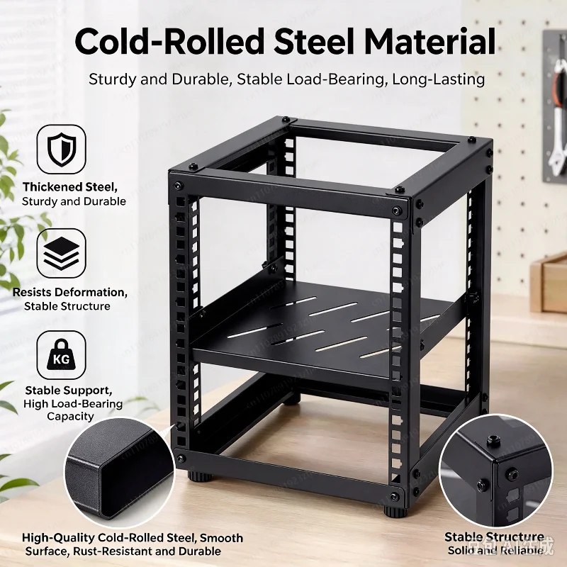 10 Inch Open Frame Desktop Cabinet, NAS & Router Storage Rack for Network Switch & Homelab