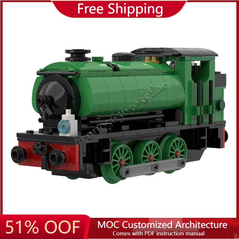 

421 PCS MOC Green Steam Train Building Blocks Model Classic Locomotive Assembly Toy Creative Rail Transport Brick Set For Gifts