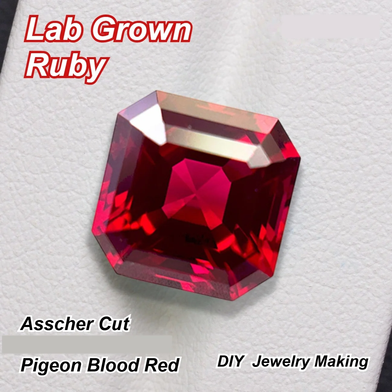 Red Color Change Lab Grown Asscher Cut Loose Gemstone VVS Jewelry Supply