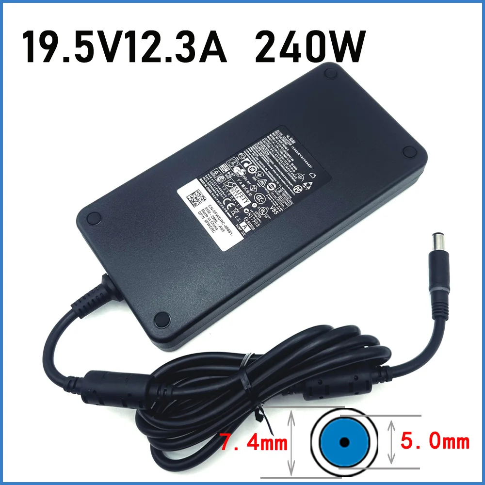 Carregador de laptop genuíno 240W 19,5V 12,3A para Dell Alienware M17 R1 R2 R3 R4 R5 M17X R2 R3 M18X Area-51m R2 G5 G7 Adaptador de alimentação
