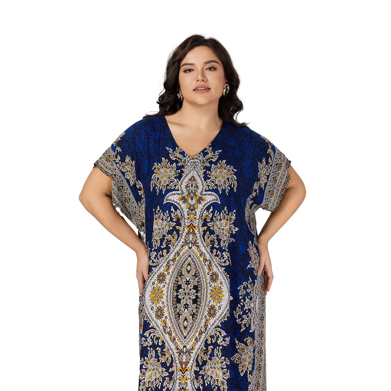 PlusSize Moroccan Traditional Dress Abaya For Women\'s Kaftan African Beach Dashiki Loungewear Home Short Sleeve Cover up