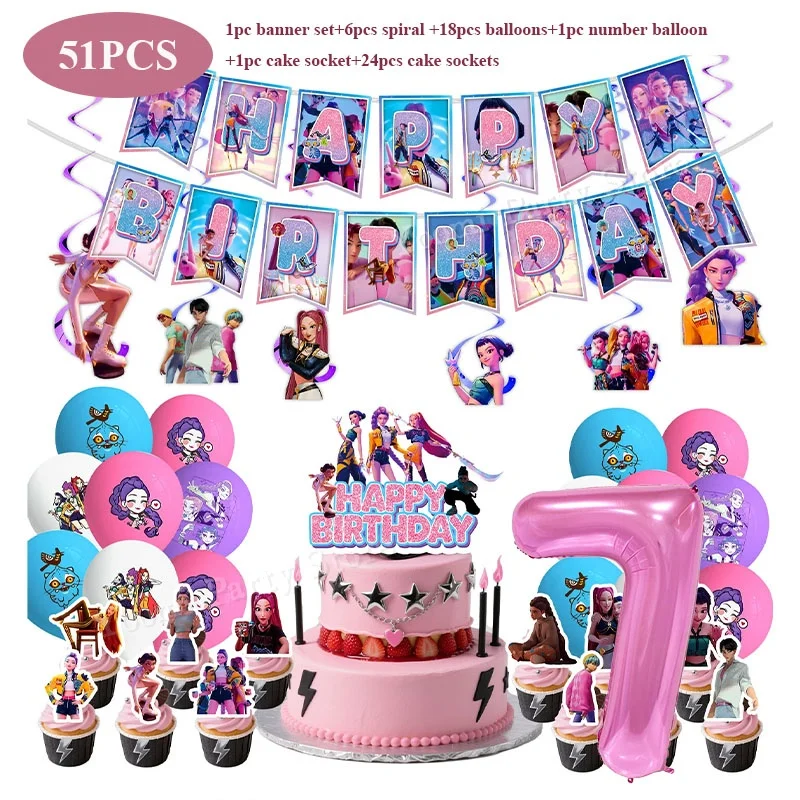 Geburtstagsparty-Dekorationsset Cartoon-Film-Mädchen Motiv Teller Becher Servietten Luftballons Baby-Shower-Party Geschenk