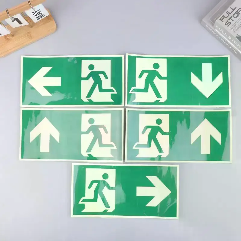 1 Luminous Exit Sign - Emergency Evacuation Safety Wall Decal, Photoluminescent Fire Evacuation Indicator With Green Border