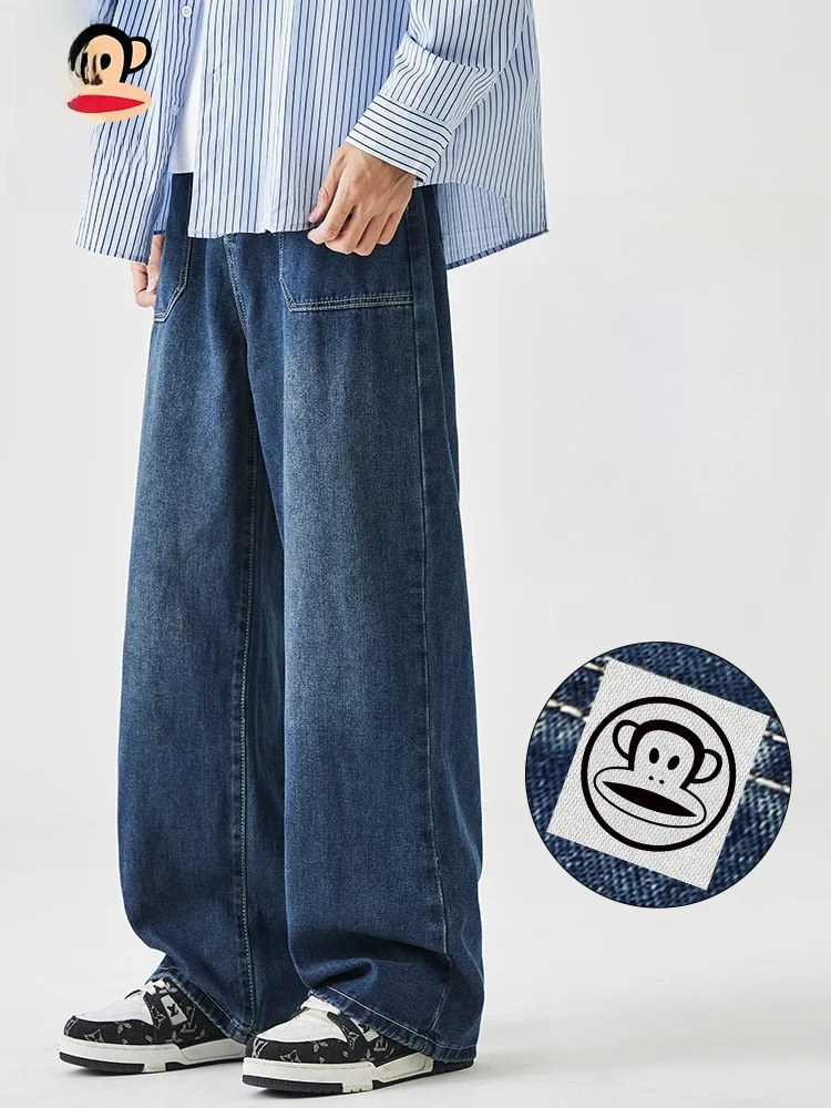 

PaulFrank Retro Workwear Denim Pants Men's Spring Autumn Wide Leg Loose Fit American High Street Cool Haome Jeans