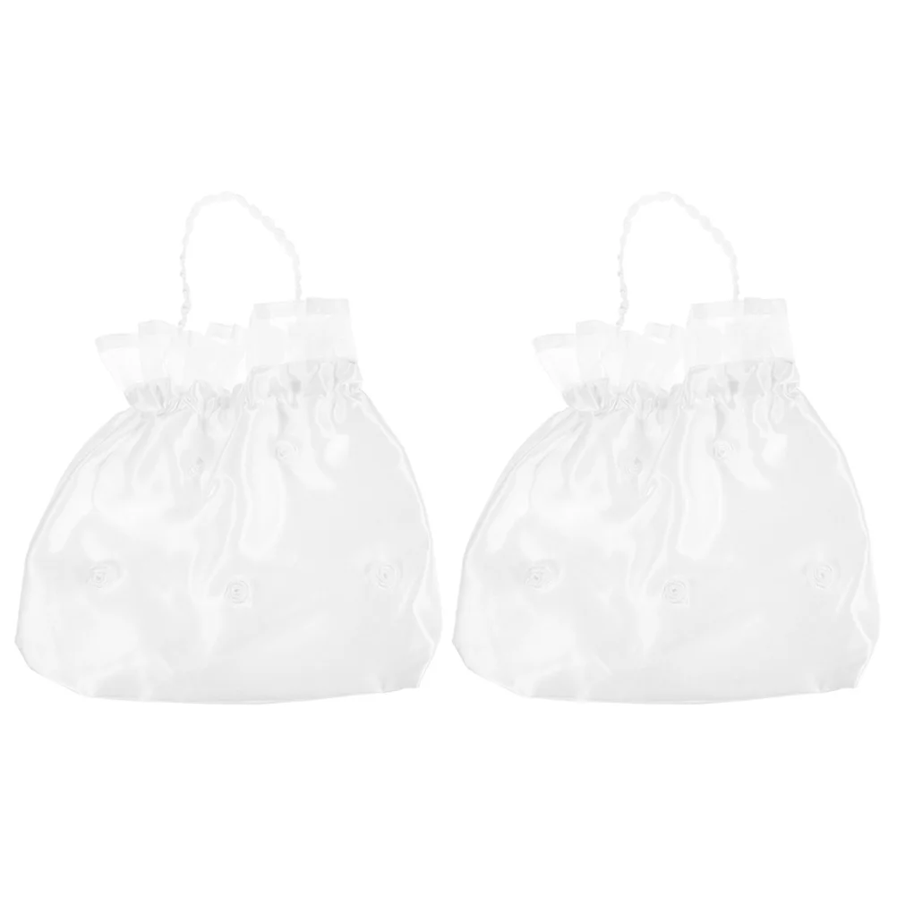 

2Pcs Bride Purse Satin Polyester Wedding Bridesmaid Handbag Flower Girl Clutch Large Stylish Exquisite