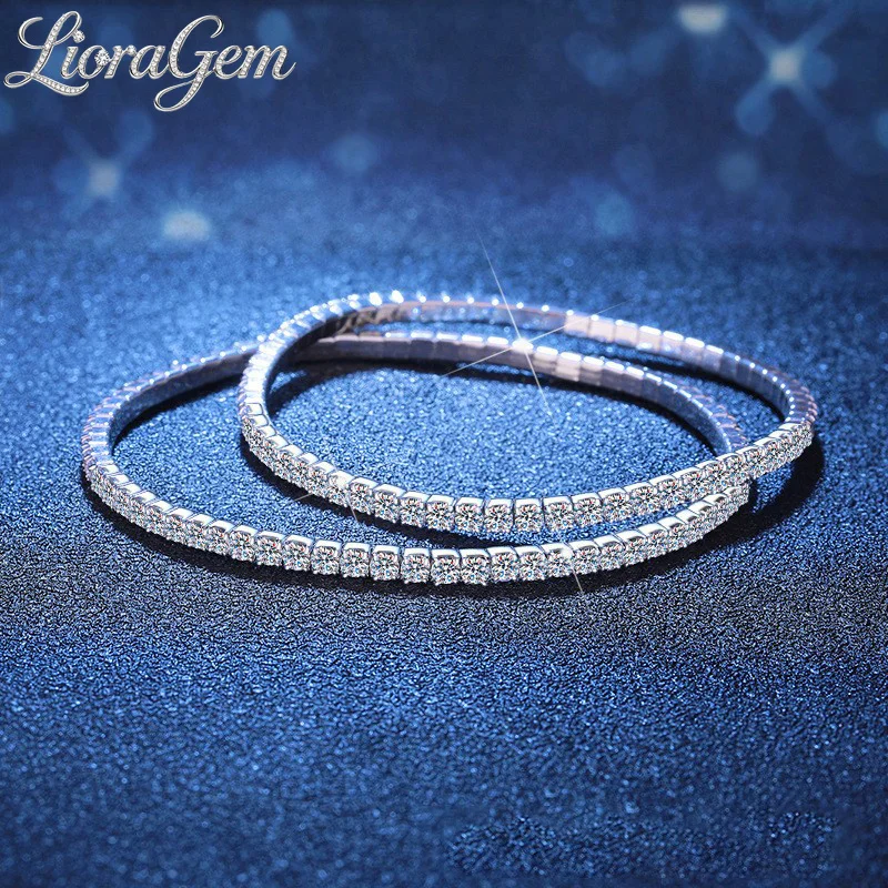 LioraGem Luxury Full-Diamond Bracelet for Men, Simple Starry Sky Moissanite Bracelet for Women Platinum PT950 Stamp