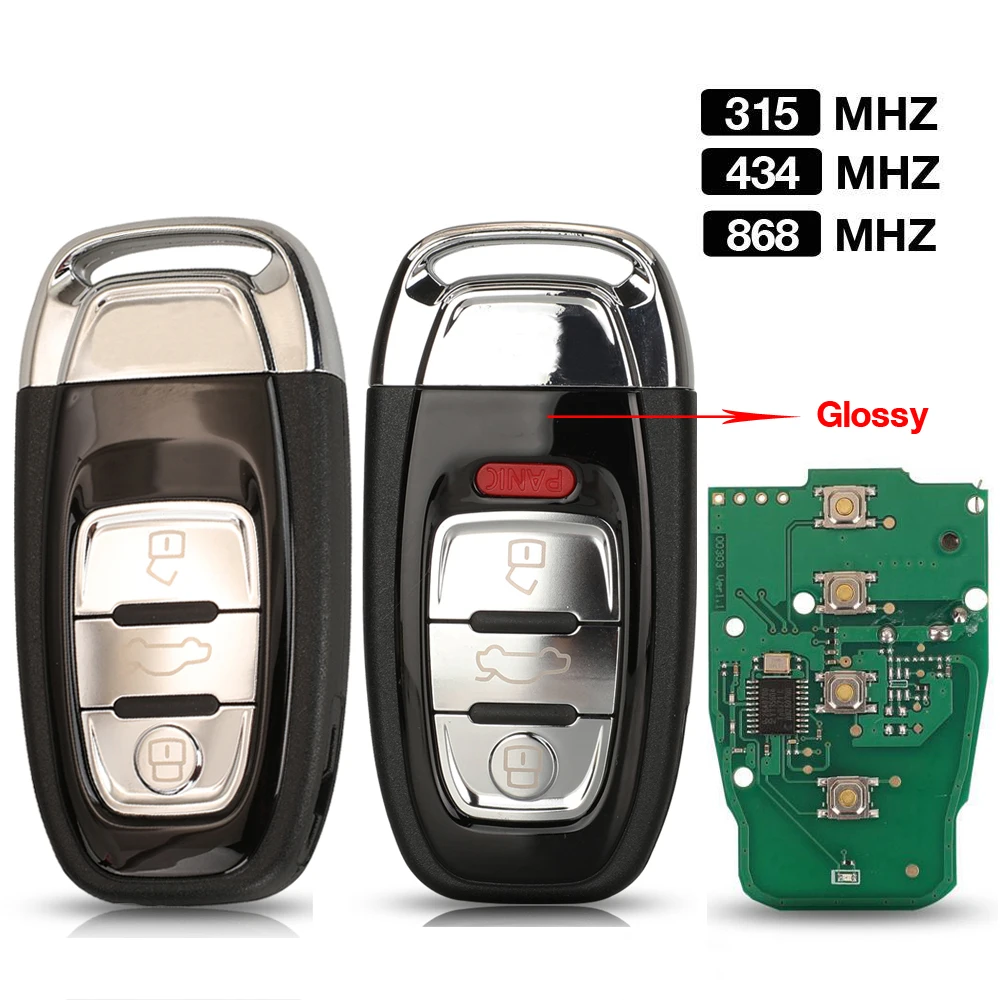 

Jingyuqin дистанционный ключ без ключа 3/4 BTN 315/433/868 МГц 8T0 959 754C для Audi Q5 A4L A5 A6 A7 A8 RS4 RS5 S4 S5 глянцевый новый дизайн