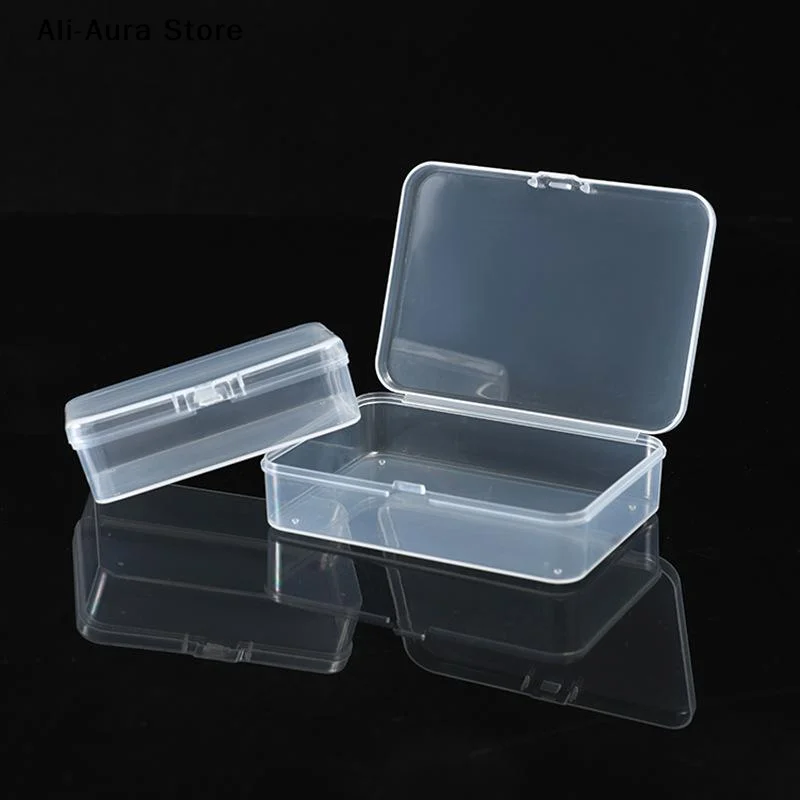 5Pcs Transparent Plastic Box Jewelry Packaging Component For Receiving Box ID Card Jewelry Rectangle Home Plastic Storage Box