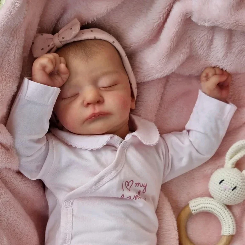 

18inch Reborn Baby Doll Kai Newborn Sleeping Baby Lifelike Handmade 3D Painted Skin with Visible Veins Muñeca Bebe Reborn Dolls