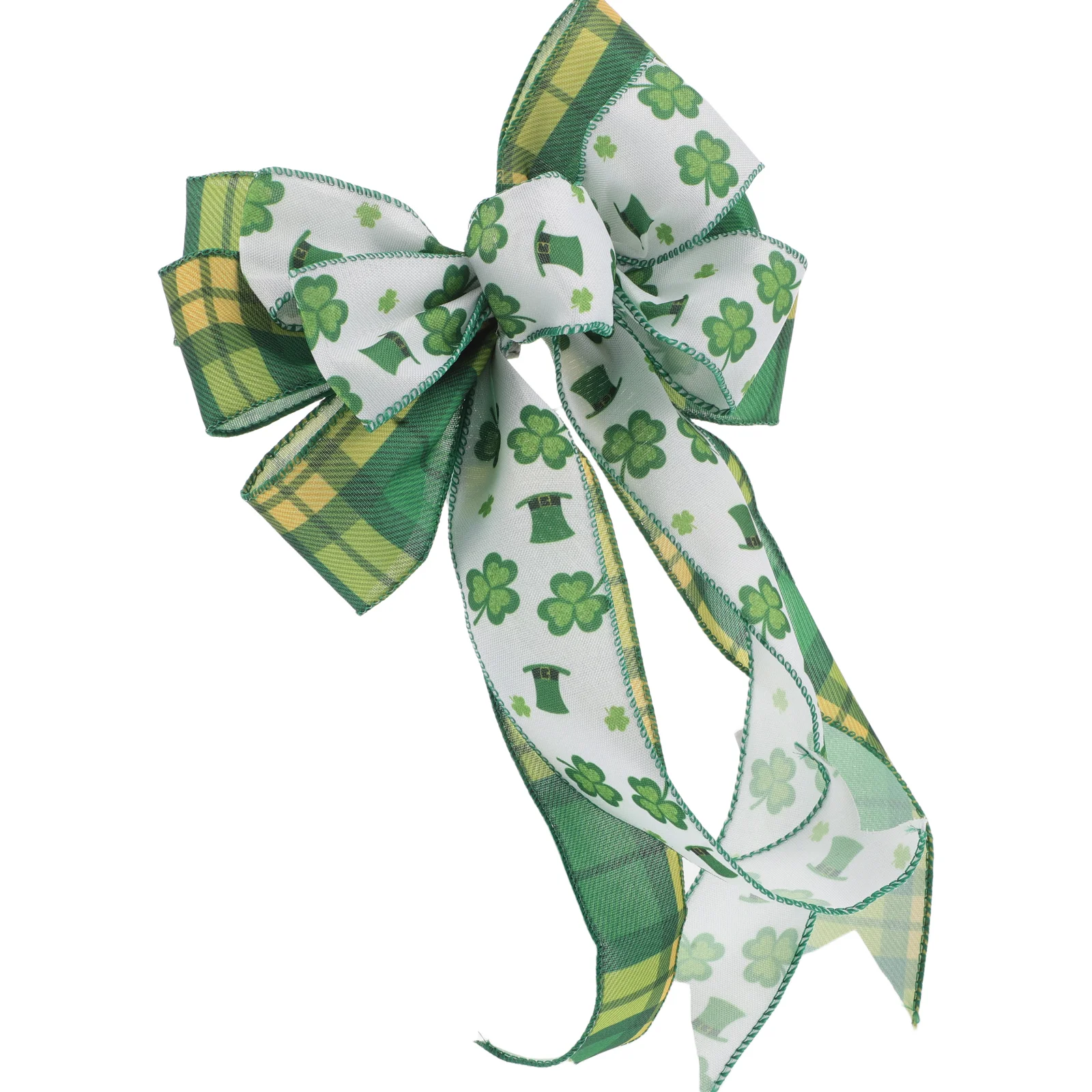 St Patrick's Day Bow Pre-Tied Irish Ribbon Bow Decoration for Holiday Crafts Shamrock Tree Topper Bowknot Indoor Outdoor Holida