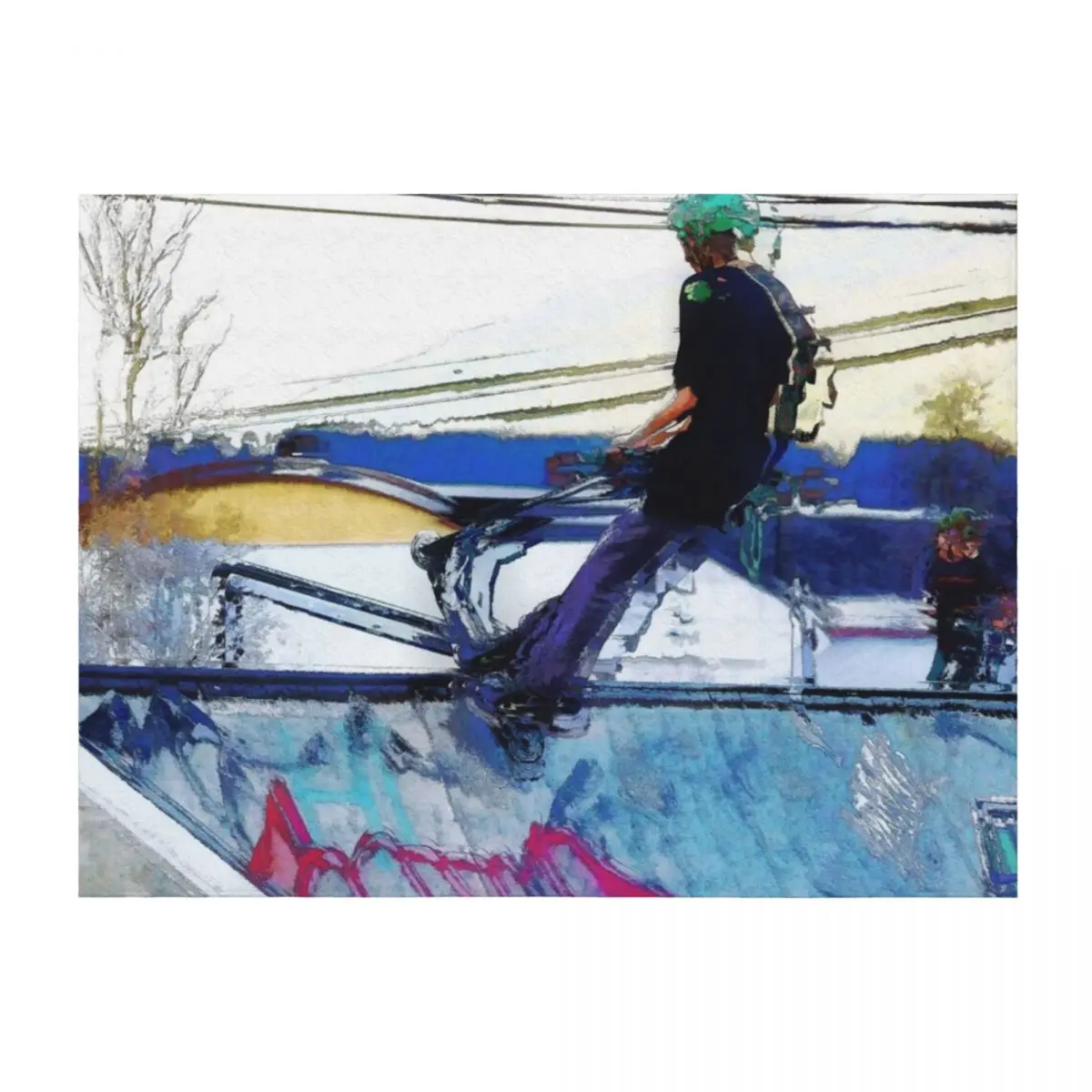

Hanging On - Stunt Scooter Artwork Throw Blanket Baby For Baby Vintage Fashion Sofas Blankets