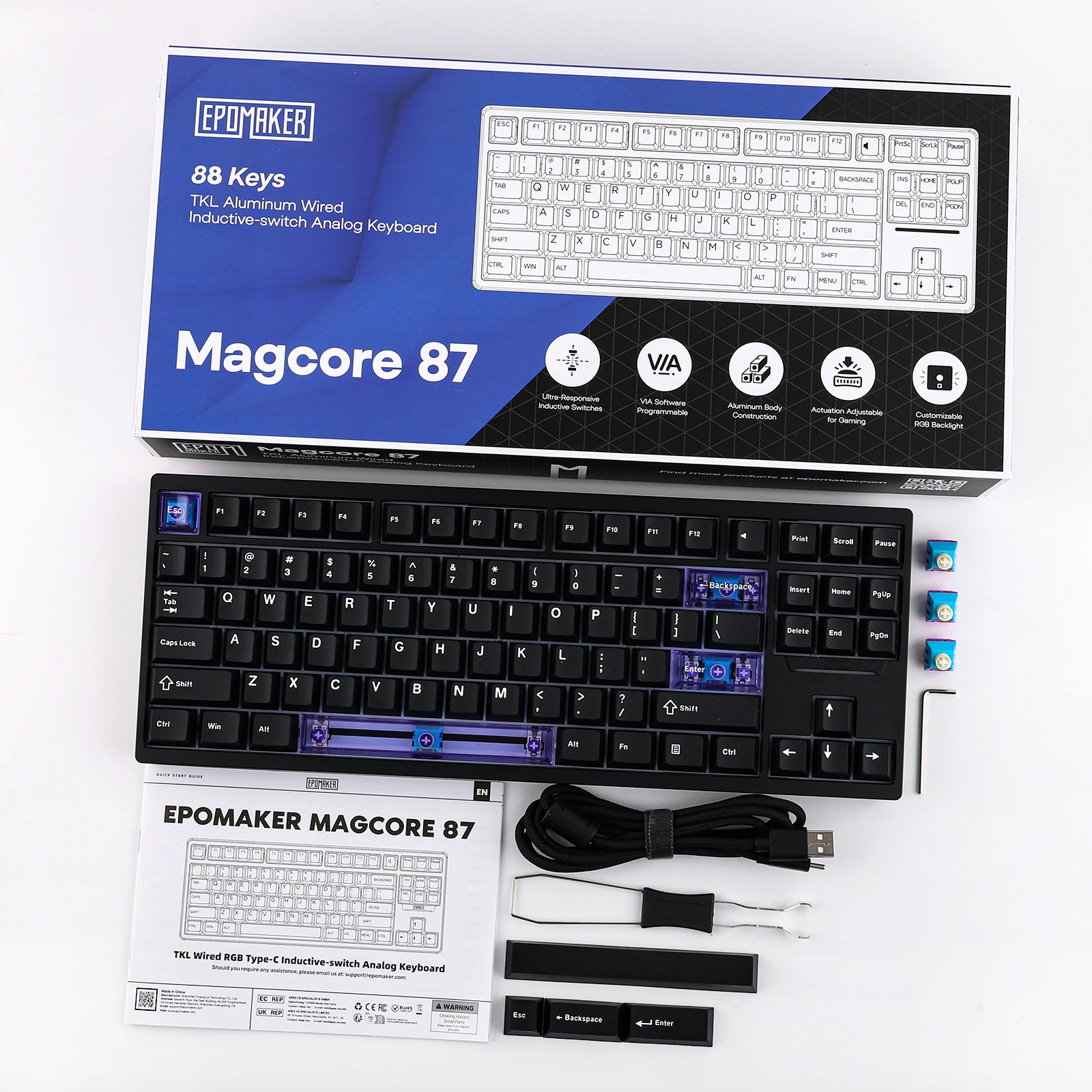 Epomaker Magcore 87 TKL Full Function Layout Equipped with Inductive Switches RGB Backlights Keyboard Gaming Mechanical Keyboard