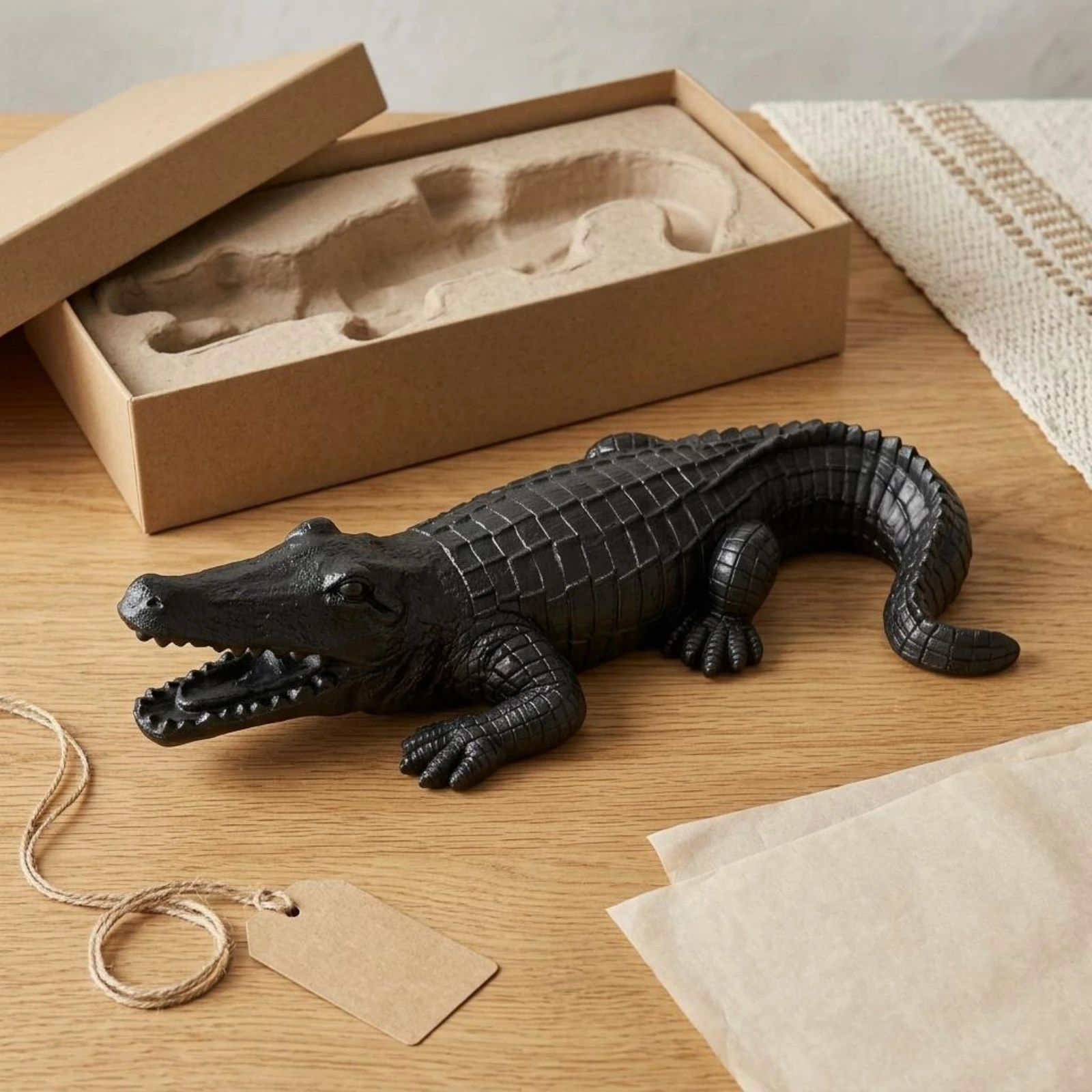 

Reclining Crocodile Ornament Detailed Scale Texture Resin Crocodile Statue Creature Sculpture Freestanding Decor Accent Agape