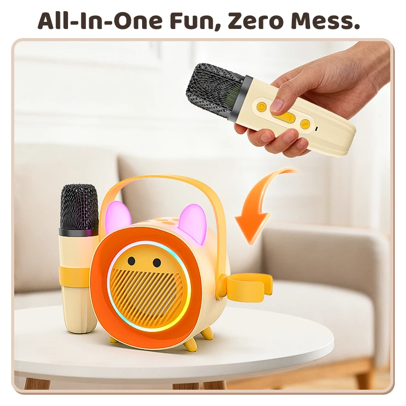 مكبر صوت عصري مزدوج Macara OK للأطفال محمول للغناء الخارجي K يدعم إدخال البطاقة وتسجيل الإضاءة الصوتية