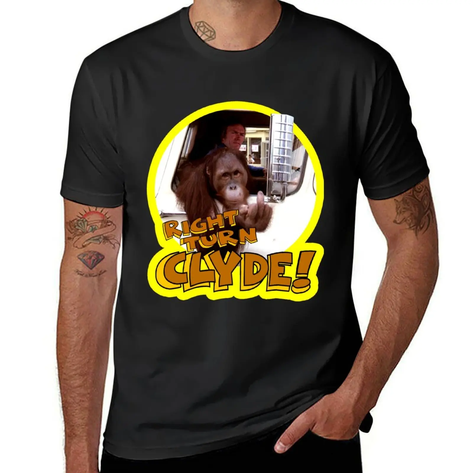 

70'S Eastwood Classic Every Which Way But Loose Right Turn Clyde! Sticker T-Shirt boys whites blue archive Men's t shirts