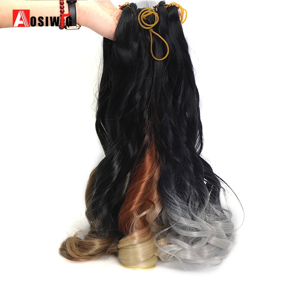 AOSIWIG18 Inch Loose Wave Braiding Hair Synthetic Hair Extensions Curly Crochet Hair Pre Streched French Curls Braiding Hair