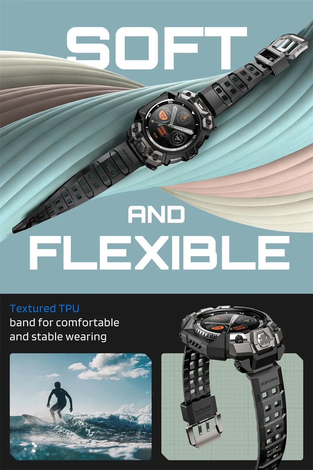 SUPCASE For Samsung Galaxy Watch 8 Classic Case 46mm 2025 UB Ore Robuste Sportuhr-Hülle mit Armband & 2 Stück Displayschutzfolie – Detail 11