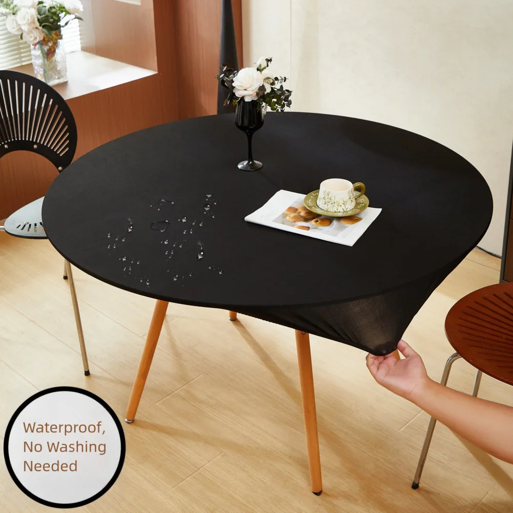 

Round Elastic Fitted Table Cover Stretchy No Slip Dining Tablecloth for Protection and Style at Parties and Craft Fairs