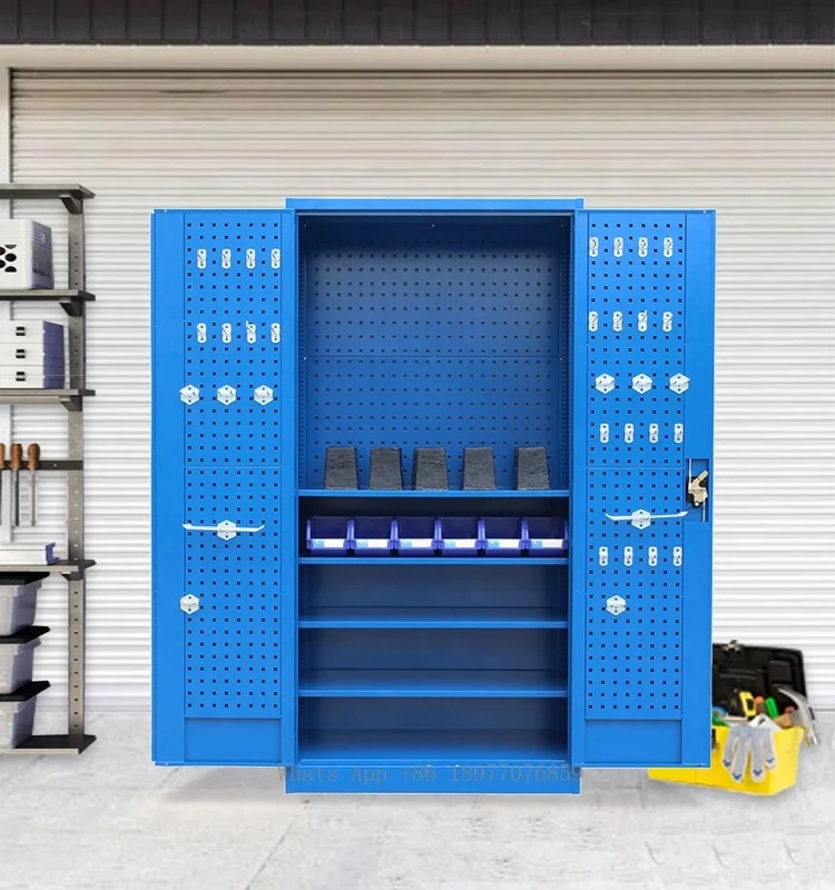 Heavy Duty Auto Tool Cabinets Garage Professional Steel Tool Storage Cabinet With Perforated Panel