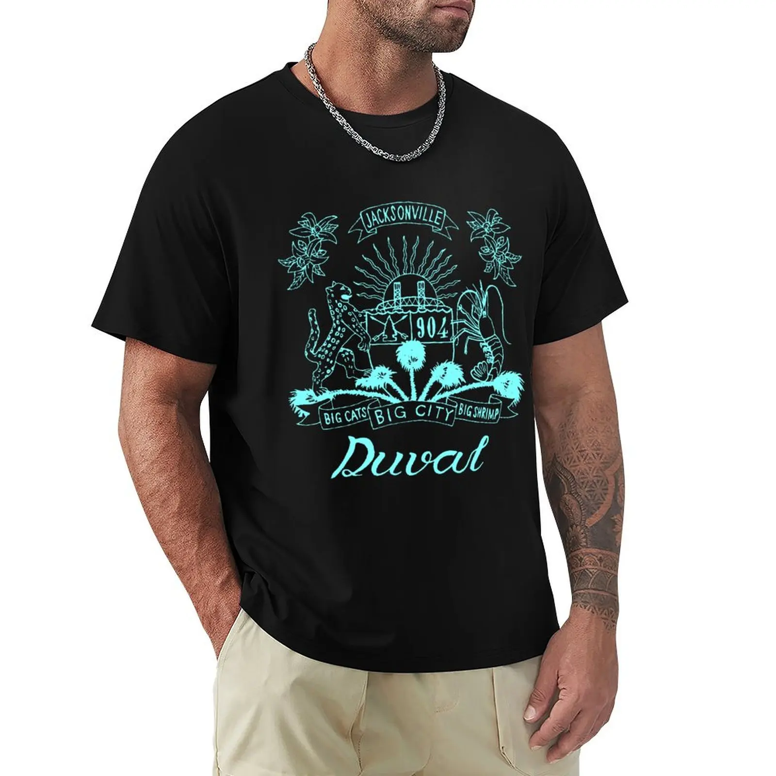

Duval Crest - Teal Lettering on Black T-Shirt graphics animal prinfor boys quick drying customs mens shirts graphic tee