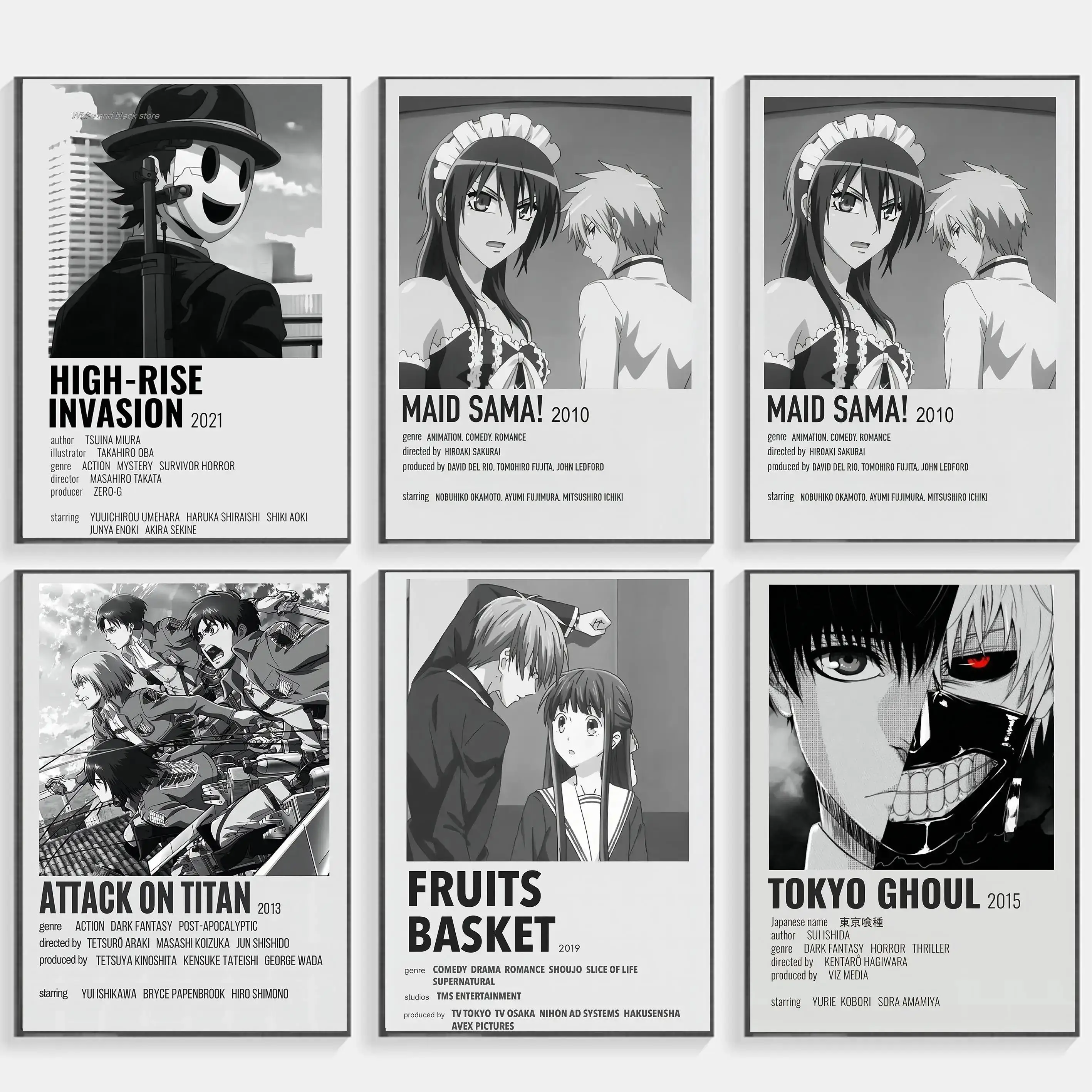 Póster artístico de pared de Anime japonés, Jujutsu Kaisen, ataque a los Titanes, Tokyo Ghoul, pez plátano, tarjeta blanca, papel Kraft, decoración del hogar