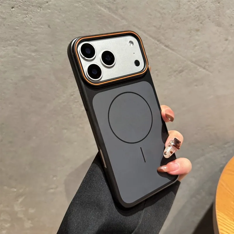 Metallische Magnetische Hülle für iPhone 17 Pro Max 18 12 13 14 15 16 Plus Stoßfeste Luxuriöse Offizielle Schutzhülle aus Hartplastik
