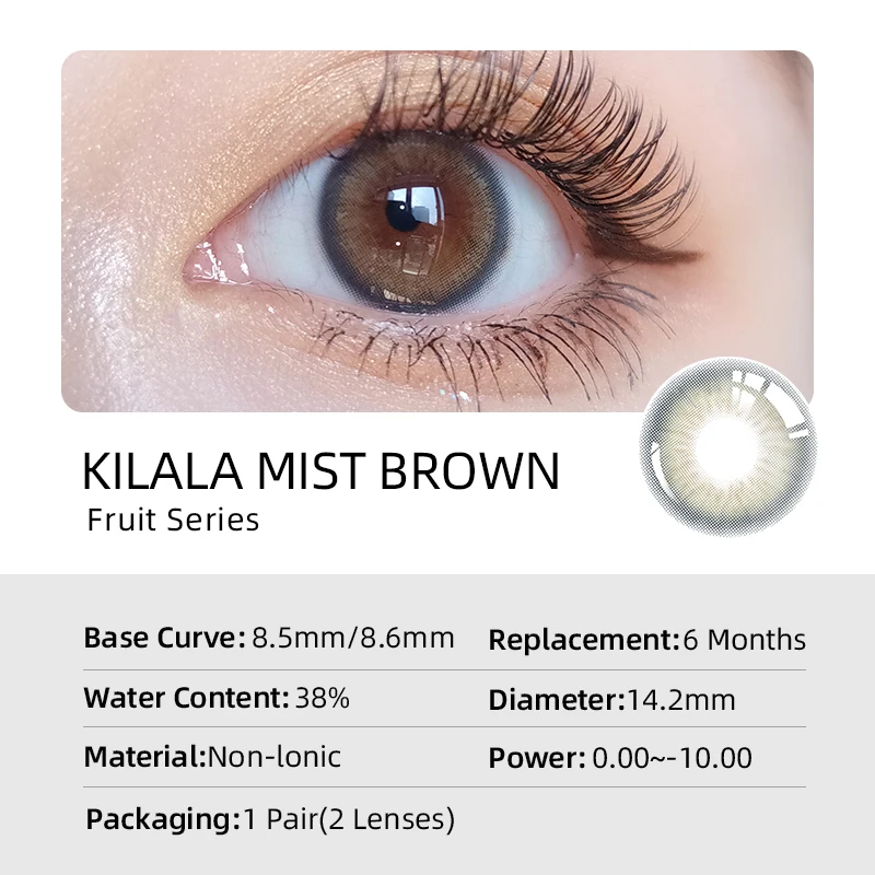 KILALA Color Contact Lenses Yearly Lens Natural Daily Use Lenses for Vision Diopter Correction With Degree0 to -10 1 Pair/2PCS