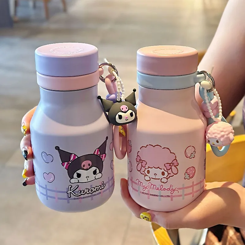 

Детская изолированная бутылка для воды Hello Kitty Melody Kuromi из нержавеющей стали 316, с ручкой, милый мультяшный стакан