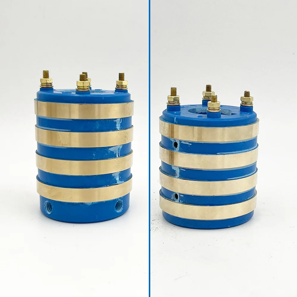 Jumpasit Anel coletor de escova de carbono com 4 circuitos, conectores de cobre multicamadas de junta elétrica rotativa de 8 mm (somente mola deslizante)