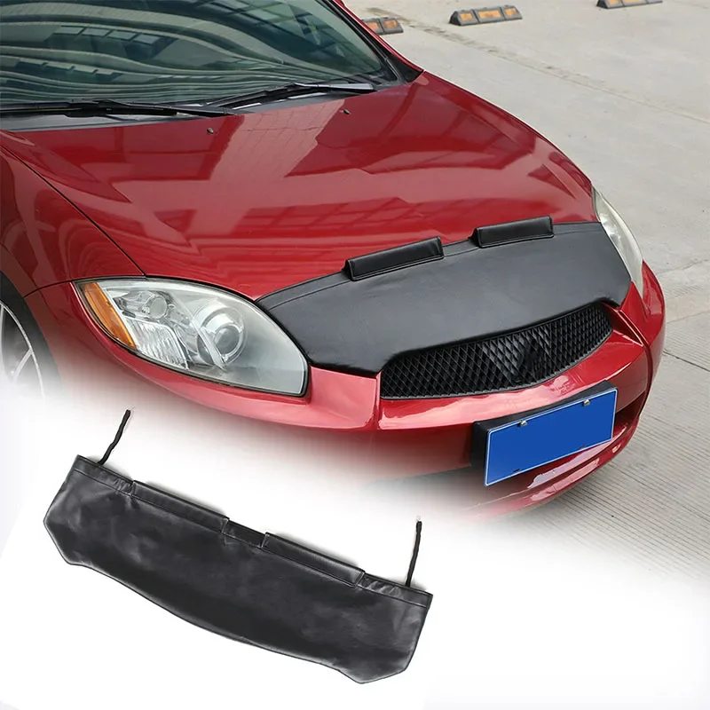 

For Mitsubishi Ecolis 2006-2011 Car Hood Sand And Stone Deflector Protection Cover Black Leather Exterior Accessories