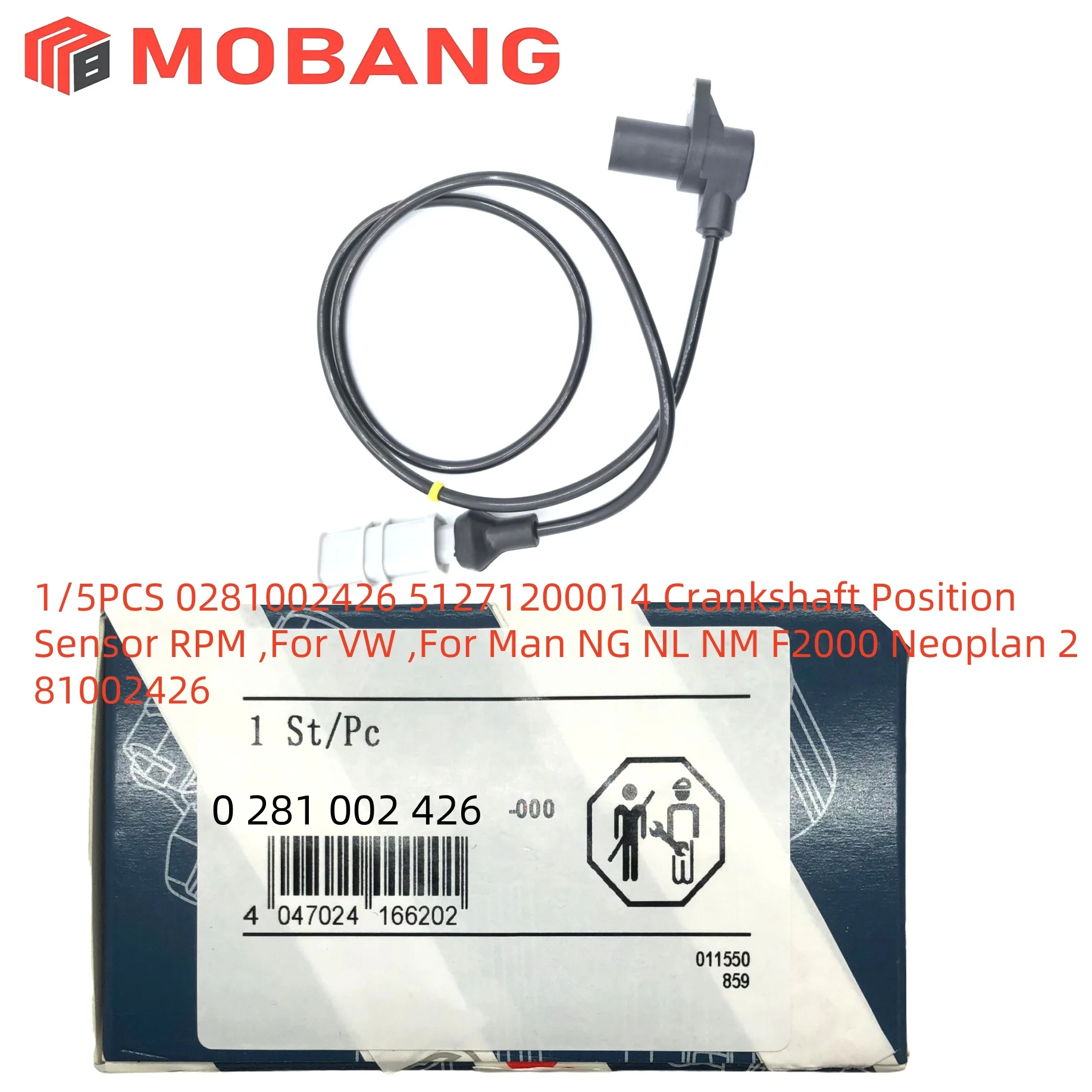 Sensor de Posición del Cigüeñal 0281002426 0 281 002 426, Sensor de Velocidad RPM para Volkswagen Constellation, Volkswagen Bus, Worker 2012-