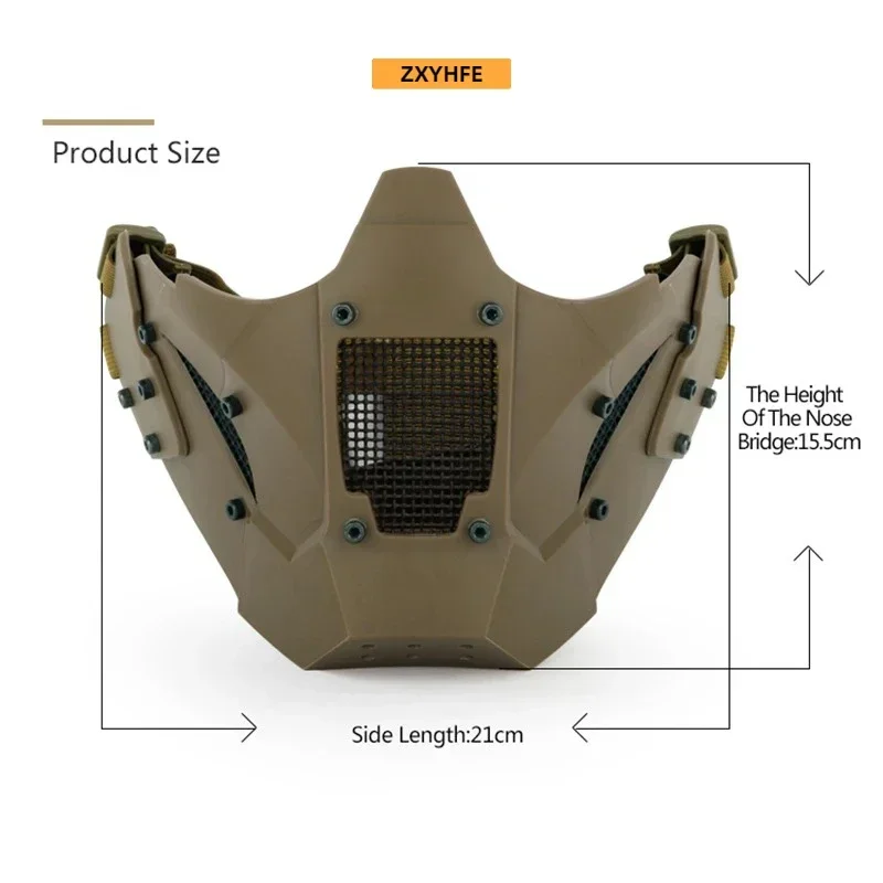 ZXYHFE Тактическая охотничья маска на половину лица для стрельбы, страйкбола, пейнтбола, аксессуары для Хэллоуина CS, военных игр, спортивное