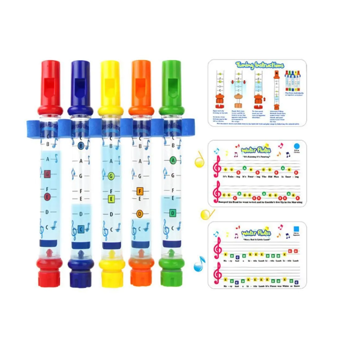 5 Pcs Colorful Water Flutes Bathtub Music Whistles Shower Music Instrument with Toy Gift Birthday Baby Educational Learning Toys