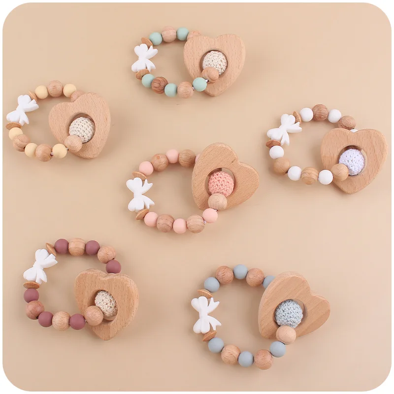 INS Baby Pacifier Clip Chain Dummy Nipples Holder Clips Heart Handmade Bow DIY Bracelet Newborn Accessories Teething Toys Gifts