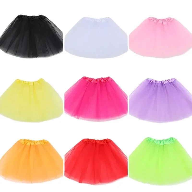 

Girl Mini Skirt Elastic Ballet Dancewear Tutus For Birthday Party Dance 3 Layer Tulle Tutu Skirt for Kids Princess 2-8Y Girls