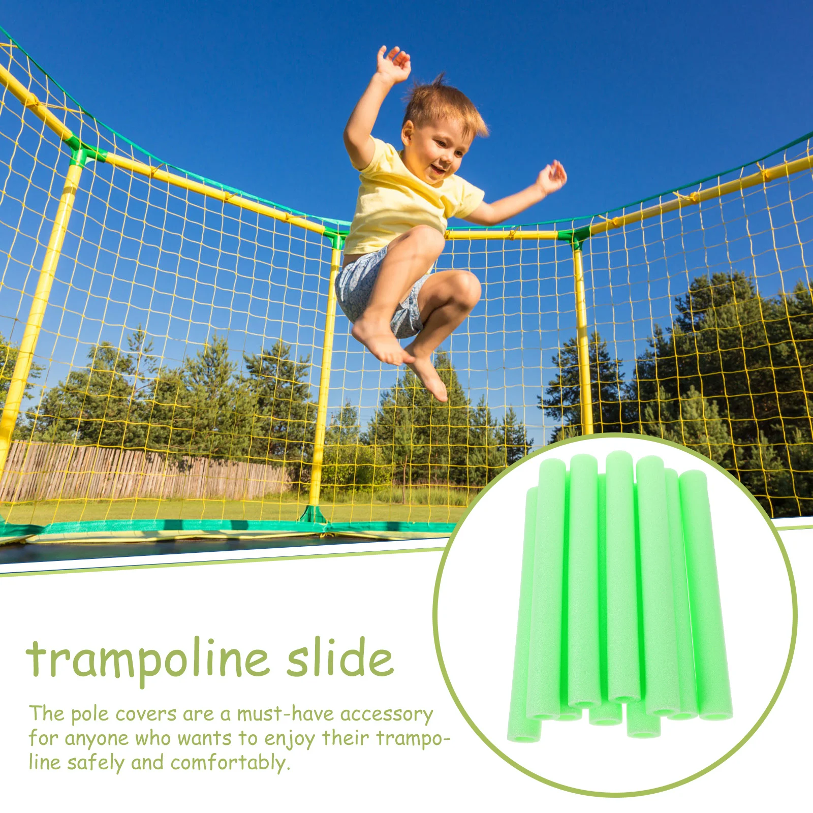 10 Buah Sarung Tiang Trampolin Tabung Bantalan Busa Pe Lembut Fleksibel Penyerap Guncangan Bagian Trampolin Pengaman