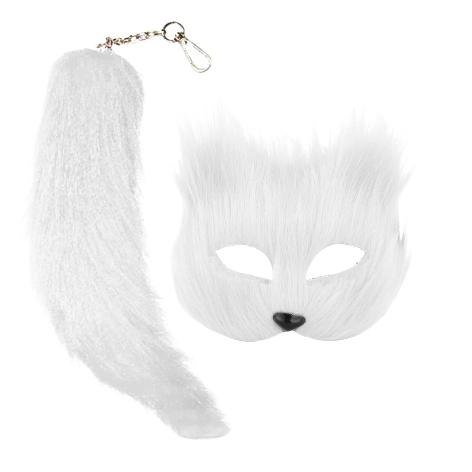 Metade do Rosto Fox Forma Máscara de Olho, imitação de Gato Cabelo Animal Máscara, Halloween Cosplay Traje, Natal Carnaval Festa Props