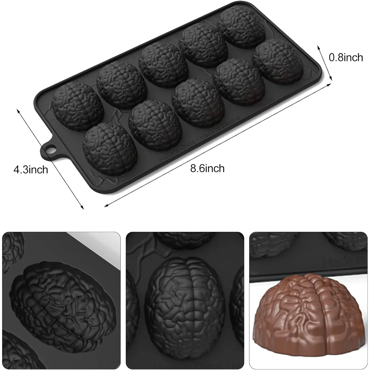 3D Brain Mold Set Silicone Ice Cube Mold Maker for Chilling Whiskey Cocktail Beverages Pudding Chocolate Mold