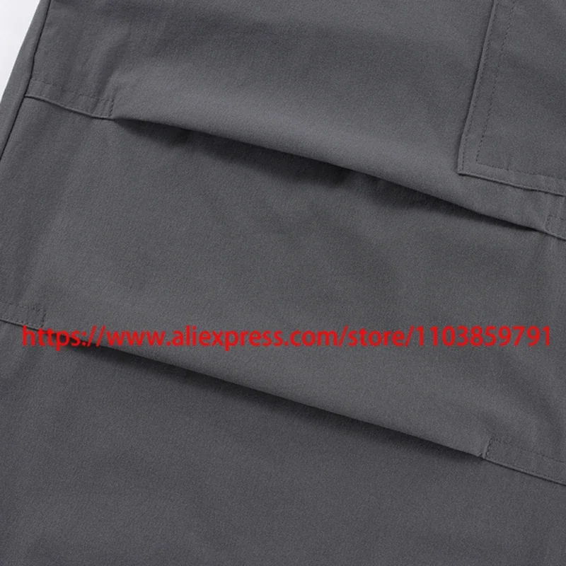 한국식 낙하산병 Nonnod 캐주얼 바지 대형 포켓 무릎 주름 넓은 다리 바지 방수 속건성 Nonnod 카고 바지