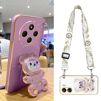 Redmi14c Crossbody Lanyard Bear Silicone Case On For Xiaomi Redmi 14c 13 13c 12 12c 10 A1 A2 Plus A3 Holder Cover Poco C75 C65