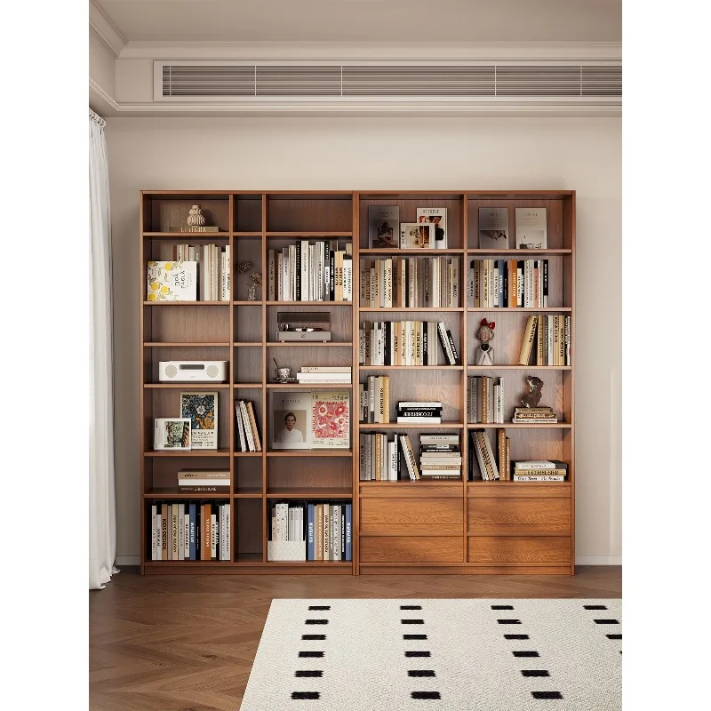 

Medieval style bookcase Floor shelf Combination cabinet Solid wood display cabinet Household living room display cabinet Storage