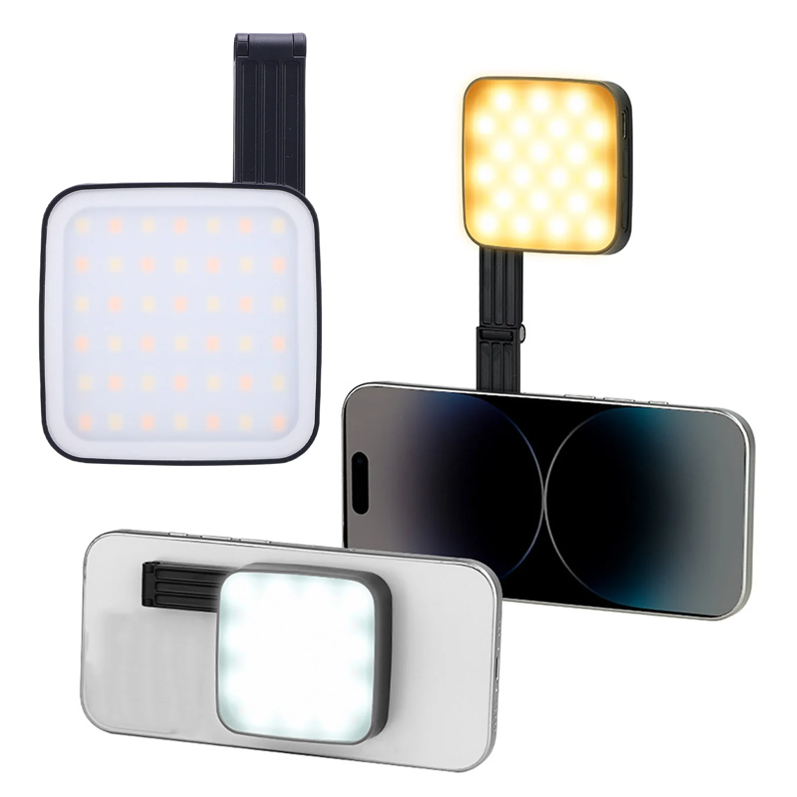 Andoer Phone Video Light Type C Rechargeable Selfie Light 2500 To 6500K CRI 95 Dual Sided Foldable Magnetic for Live Streaming