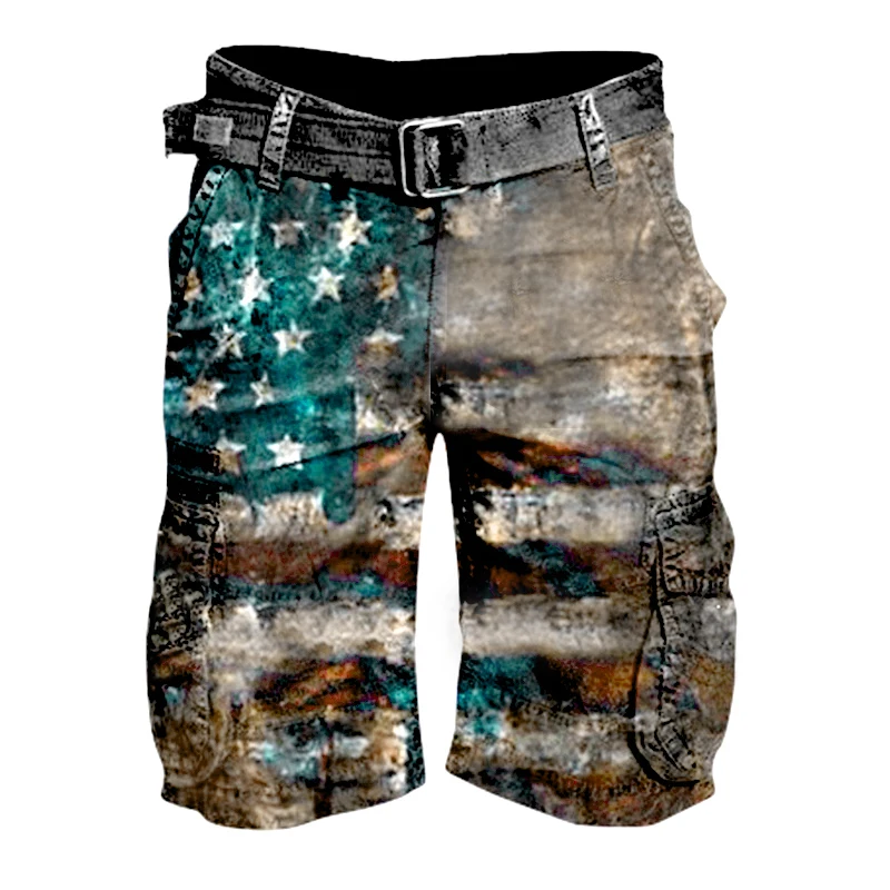 Pantalones cortos de verano 3D para hombre, pantalones Cargo sueltos informales para deportes al aire libre, pantalones de níquel, bolsillo lateral,