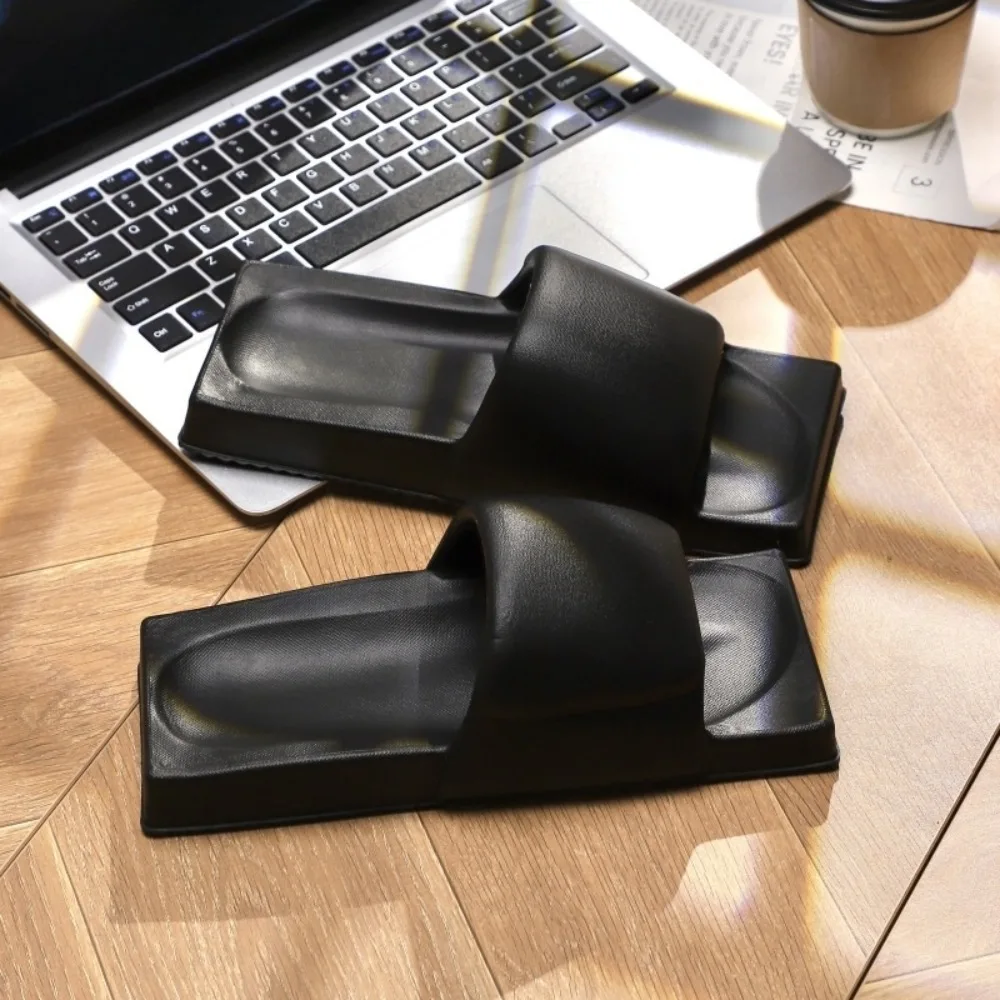 شباشب منزلية مربعة غير قابلة للانزلاق، نعل سميك ناعم، شرائح مسطحة القاع، قباقيب يابانية، صنادل إيفا إبداعية للشاطئ