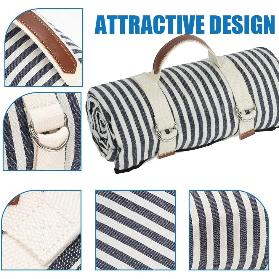 Waterproof Picnic Blanket with Carry Strap for Beach Mat or Family Outdoor Camping Party Large Picnic Outdoor Blanket