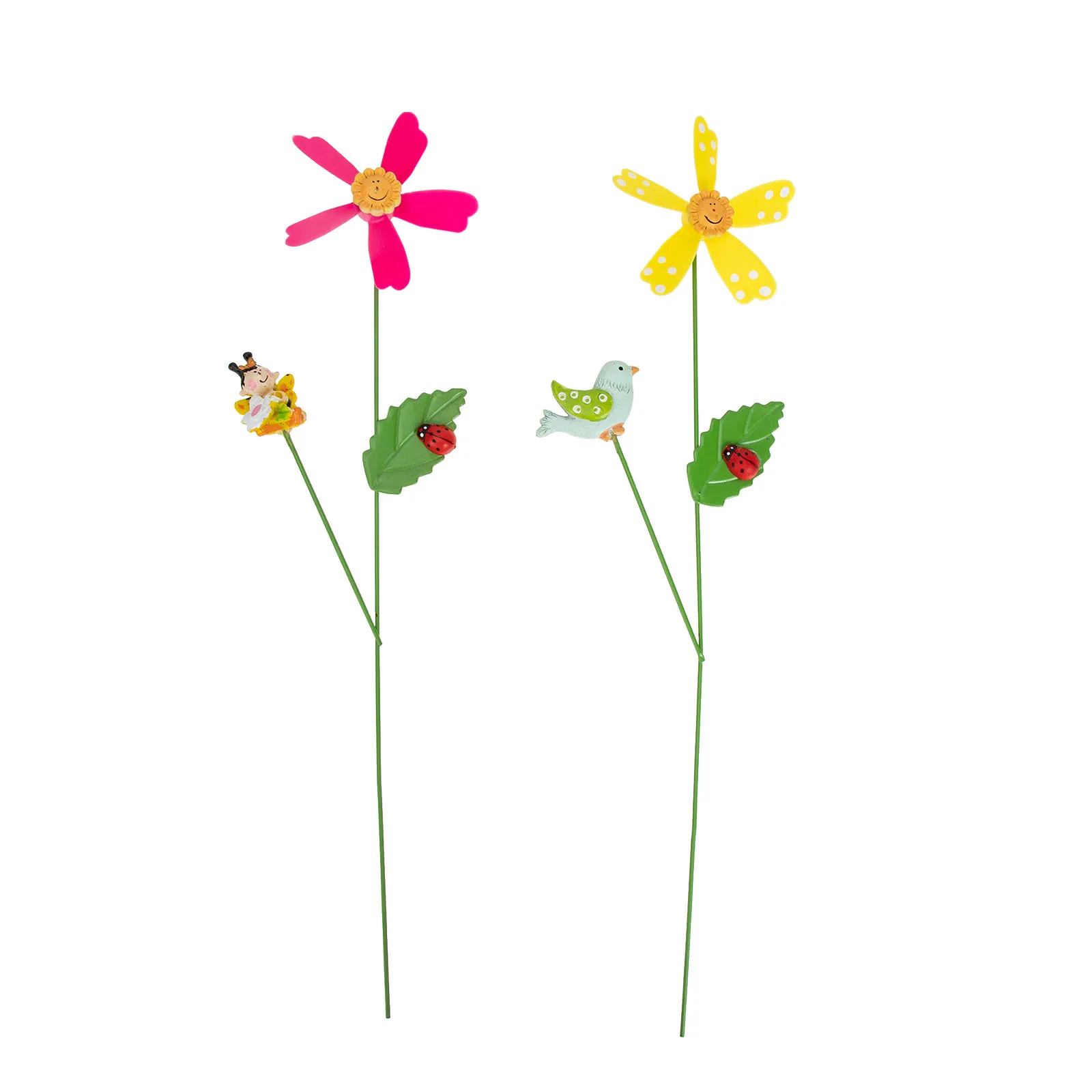 

2Pcs Metal Outdoor Windmill Decor Garden Flower Rotating Iron Ornament Patio Lawn Yard Metal Flower Outdoor Decor