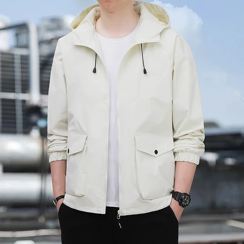 

2025 Autumn New Men's Lightweight Jackets Outdoor Loose Casual Versatile Comfortable Windbreaker Jacket Hooded Workwear Coat Men