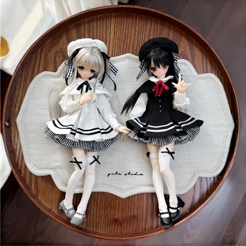 （customization 30day）BJD doll clothes suitable for ob24 azone size Cute suspender skirt clothing set doll accessories (4 points)