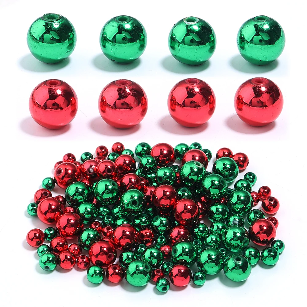 50-200 Teile/los 8-12mm Weihnachten Serie Acryl Runde Perlen für Schmuck Machen Lose Spacer Perlen DIY armband Neckace Großhandel